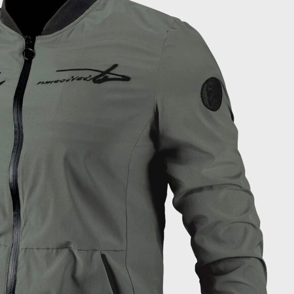 Dark Green Casual Men's Bomber Jacket - Picture 5 of 6